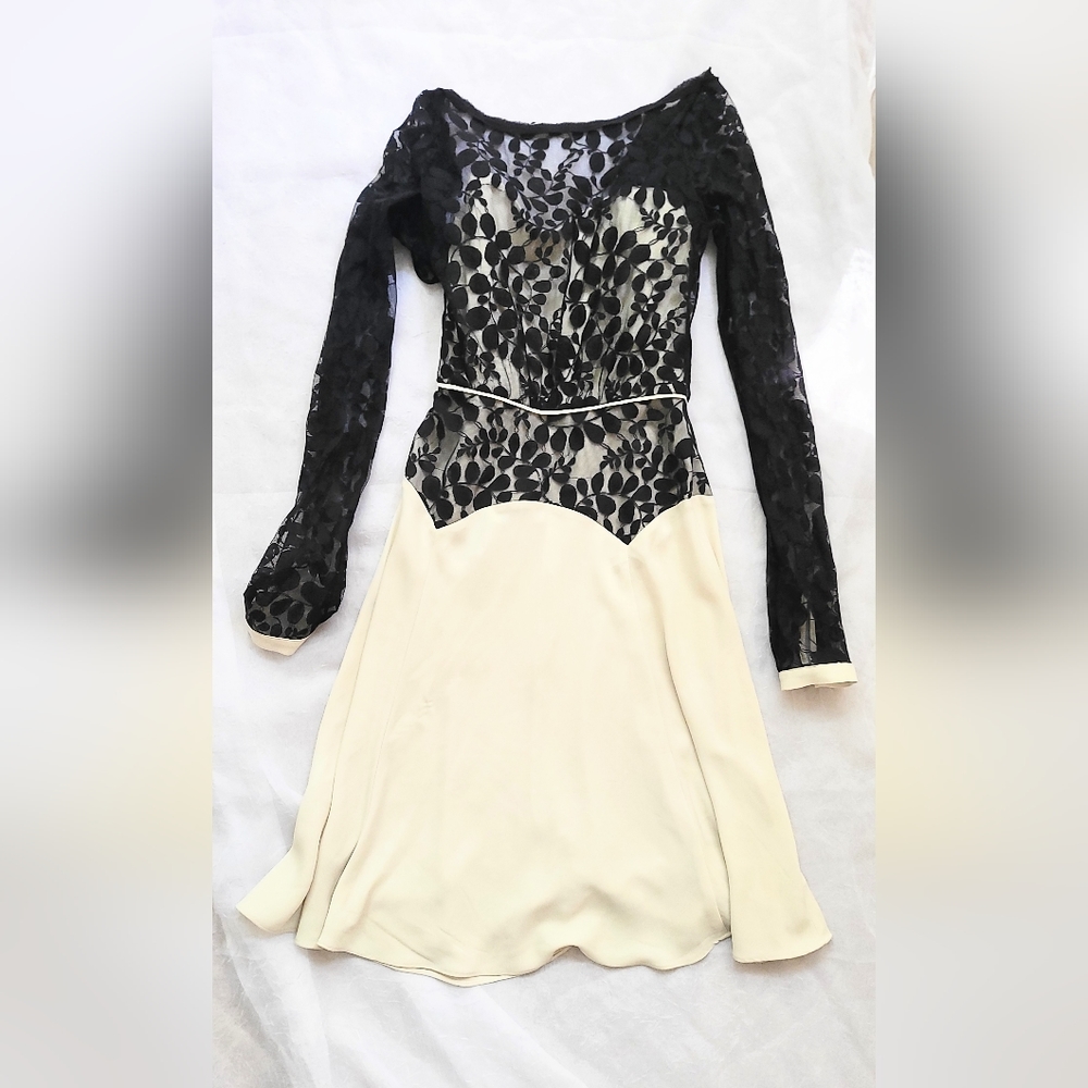 Rachel Roy Fall Glam Lace Formal Cream Sweetheart Cocktail Midi Party Dress XS/2